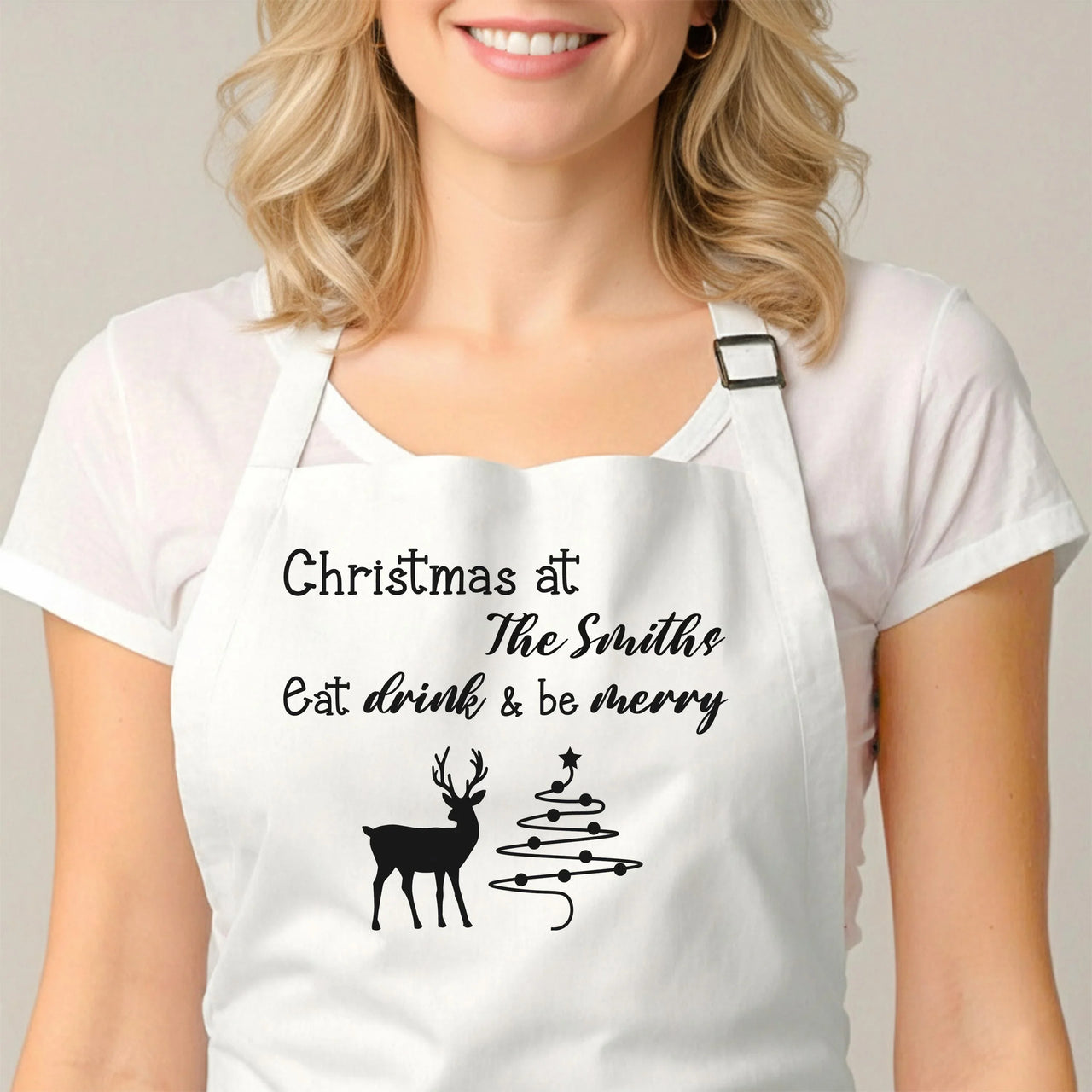 Personalised Holiday Apron – Custom Festive Apron With Adjustable Neck Strap & Gift Box