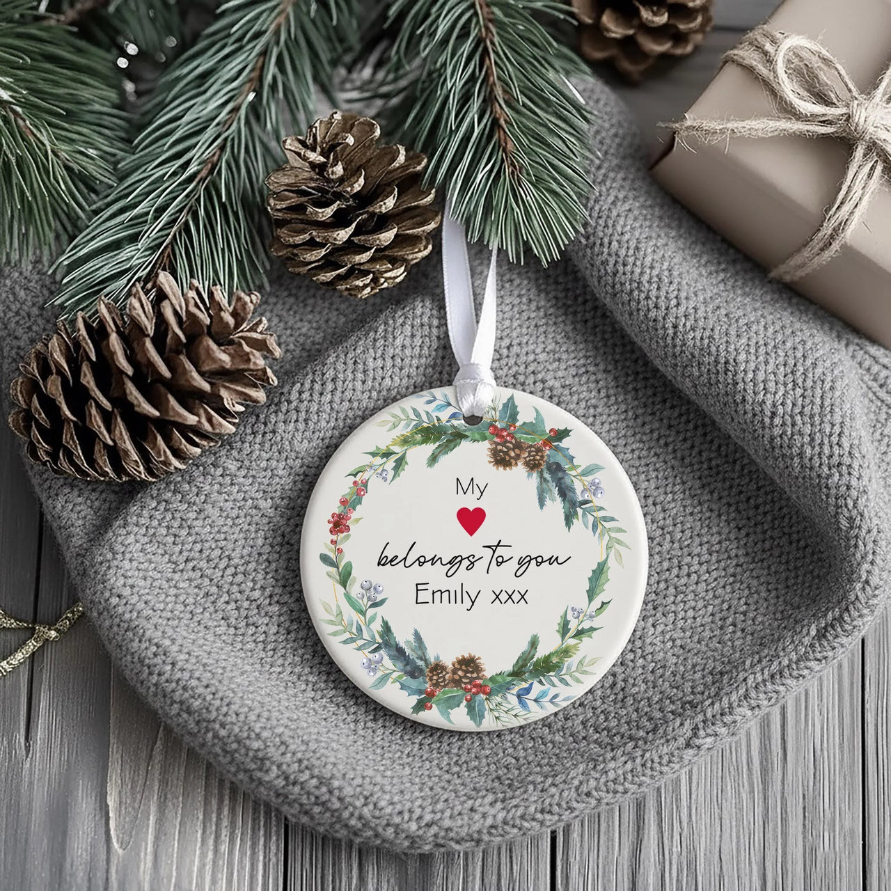 Floral Heart Ornament - Romantic Keepsake with Custom Love Message for Anniversaries & Valentine's