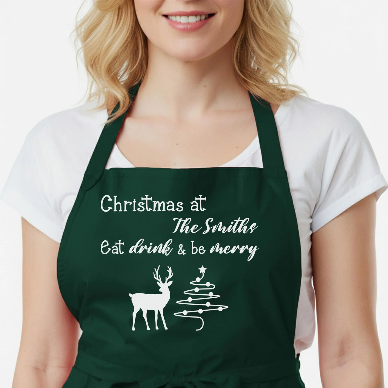 Personalised Holiday Apron – Custom Festive Apron With Adjustable Neck Strap & Gift Box