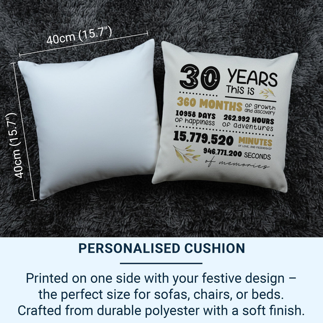 Personalised 30th Anniversary Cushion - Meaningful Family & Love Milestone Keepsake