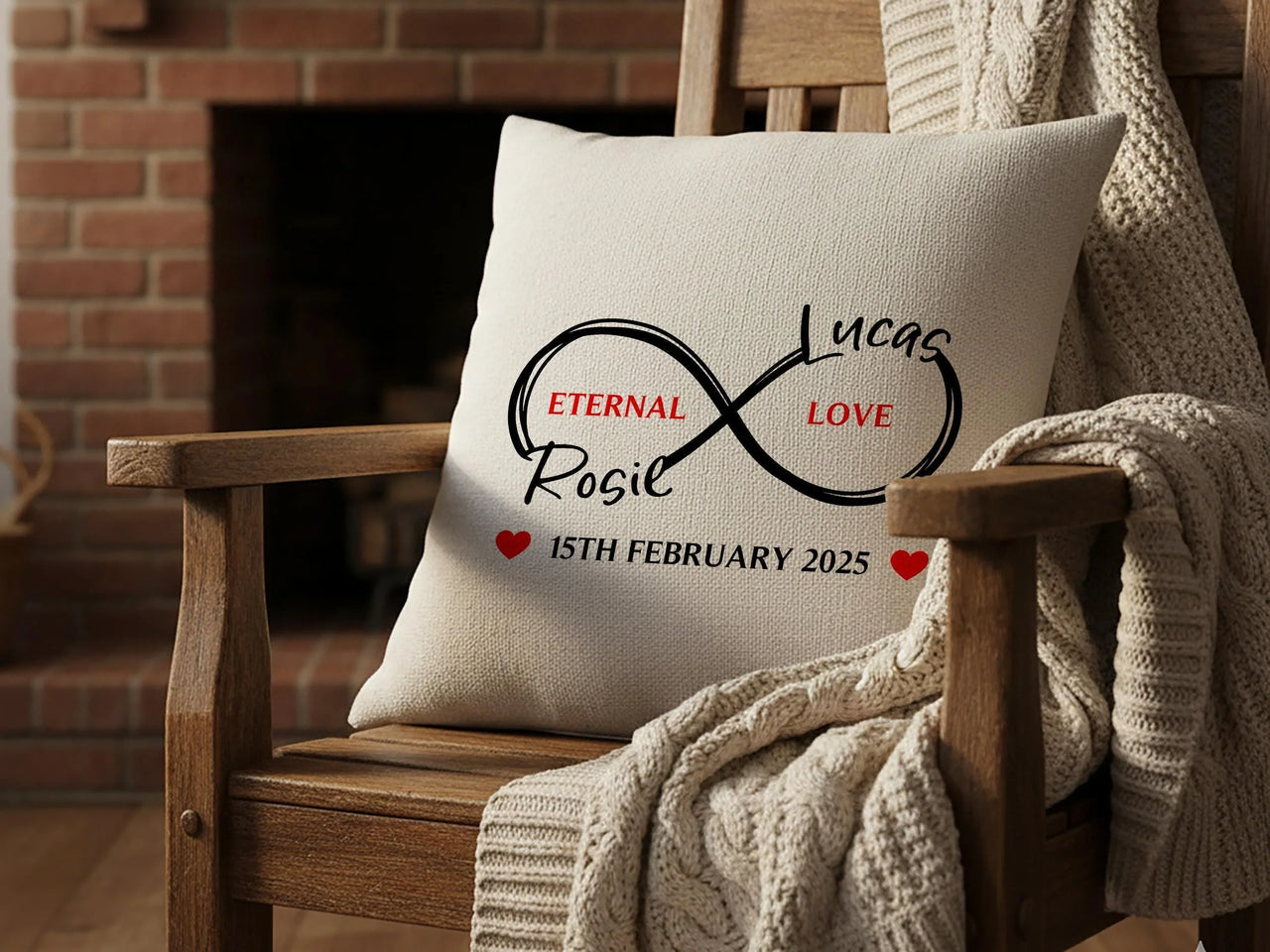 Personalised Infinity Cushion - Eternal Love Keepsake for Couples, Weddings & Anniversaries