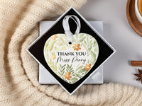 Teacher Heart Ornament - Green Floral Thank You Keepsake with Name DENMARY