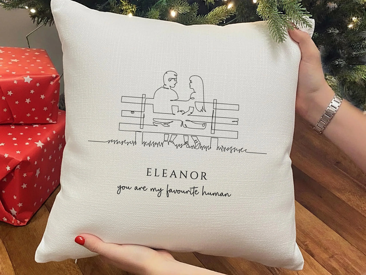 Personalised Couple Cushion – Romantic Bench Pillow with Custom Name & Love Quote
