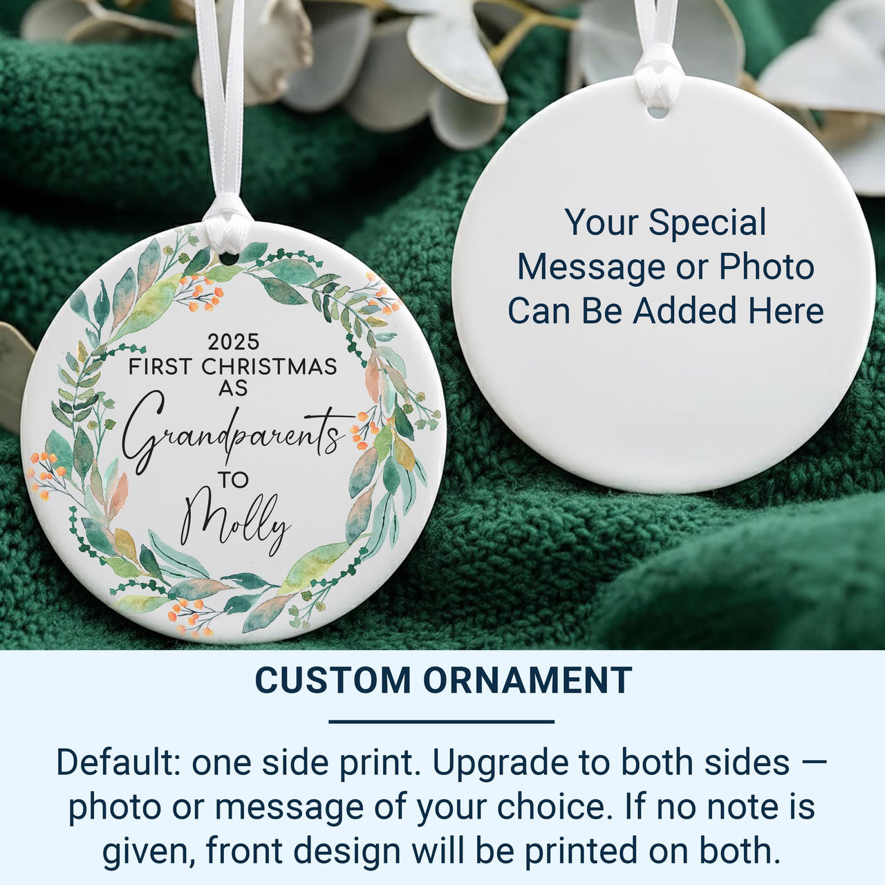1st Christmas As Grandparents Ornament | Personalised New Grandparents Bauble | Nanny & Grandad Xmas Keepsake | Baby Shower Gift Idea
