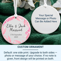 Wedding Day Ornament - Floral Keepsake with Names & Date for Newlywed Couples