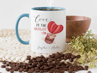 Personalised Couple Mug – Romantic Anniversary Gift with Teddy Bears Heart Balloon Design