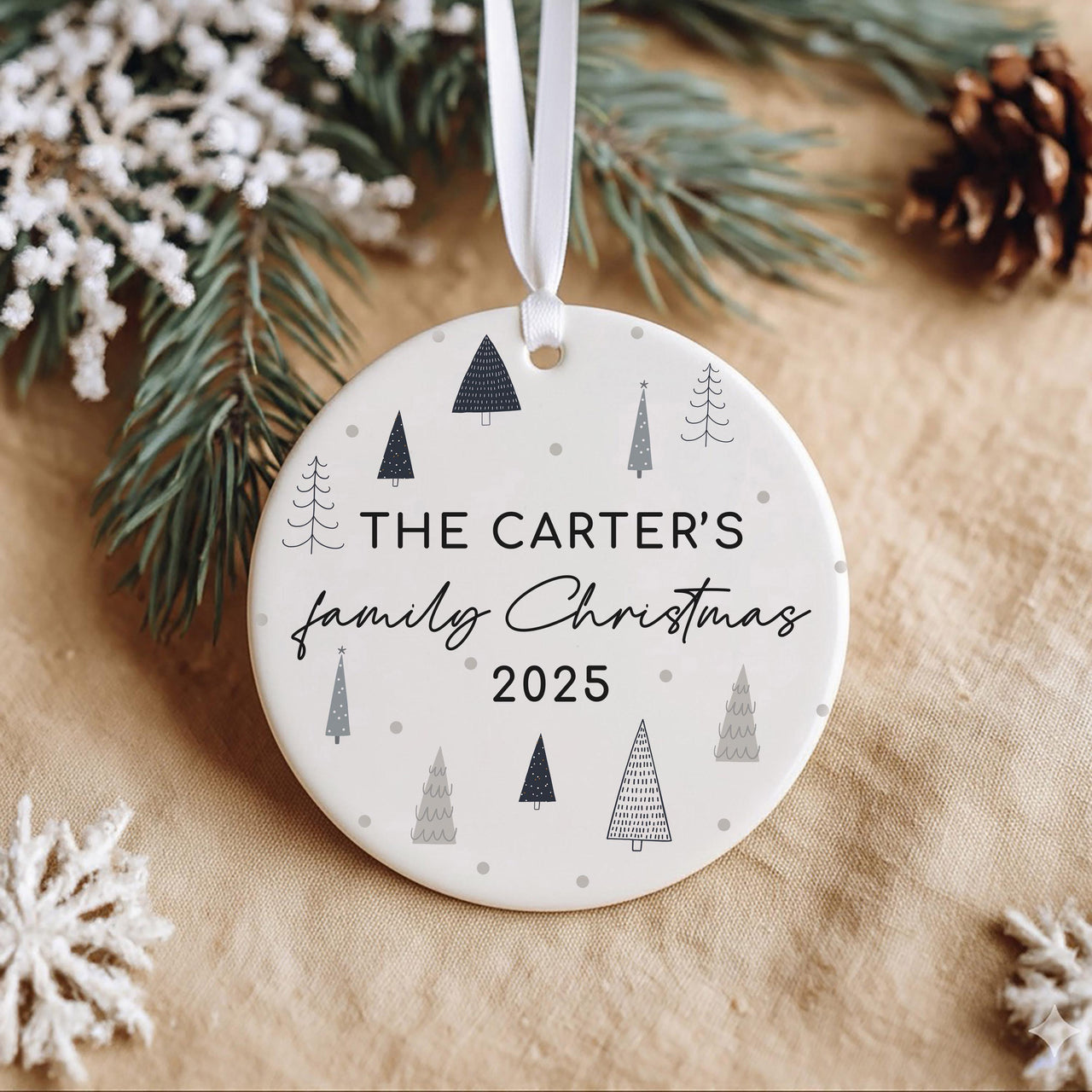 Personalised 2025 Family Christmas Bauble | Ceramic Tree Ornament | Xmas Family Decoration | Unique Gift Idea