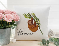 Personalised Sloth Cushion - Cute Animal Cushion with Plush Pillow Insert & Custom Name