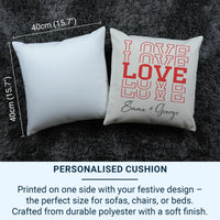 Personalised Love Cushion – Red Typography Pillow | Custom Name Keepsake Gift DENMARY