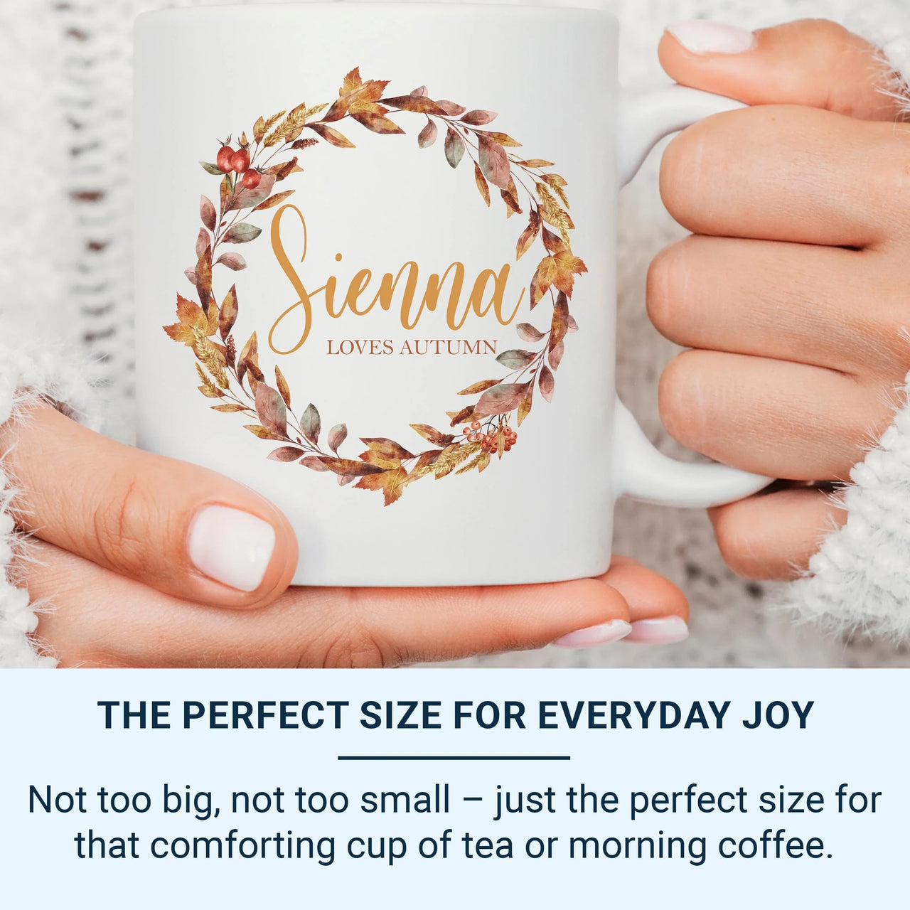 Personalised Autumn Mug – Cozy Fall Season Mug | Hand Printed, Microwave Safe