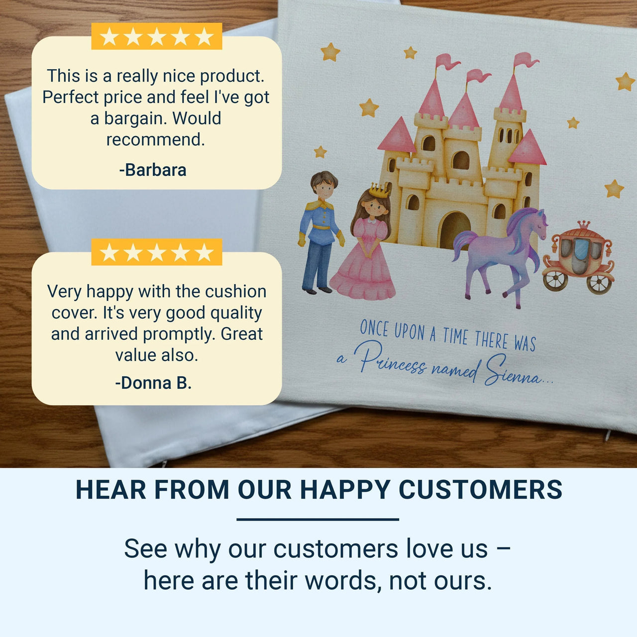 Personalised Princess Cushion – Castle Cushion with Plush Pillow Insert & Custom Name