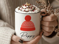 Personalised Winter Hat Mug – Custom Name Ceramic Cocoa Cup with Festive Bobble Beanie