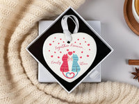 Cat Couple Heart Ornament - Together Forever Keepsake with Names for Lovers