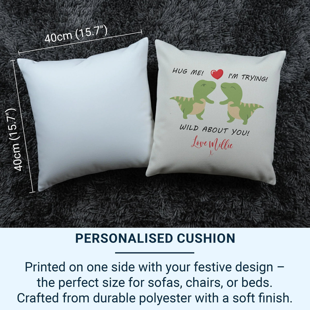 Personalised Dinosaur Cushion – Romantic Cushion Gift With Custom Name Pillow