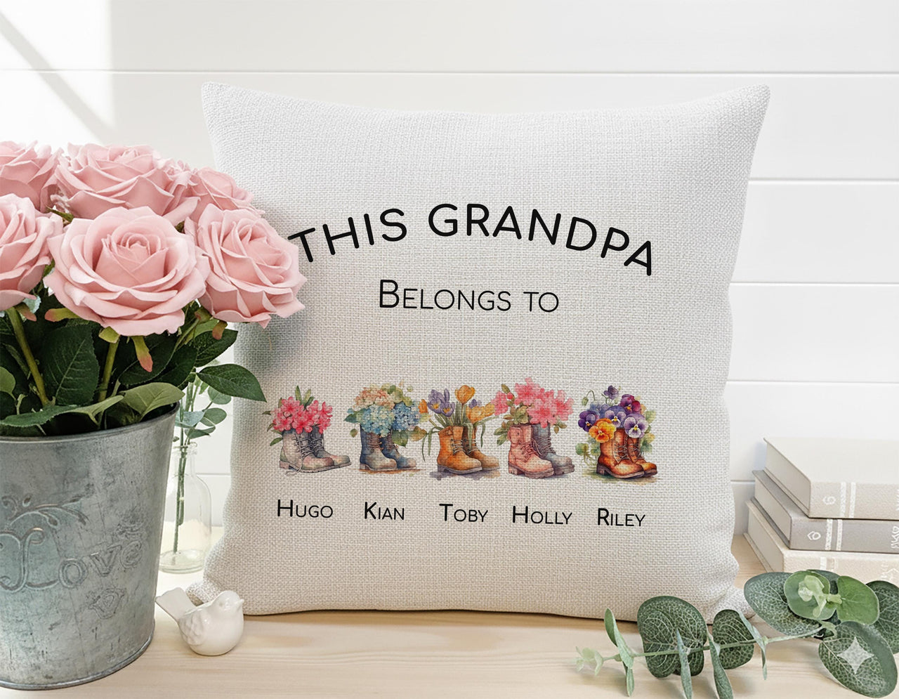 Personalised Grandpa Cushion - Fun Family Keepsake with Grandchildren's Names