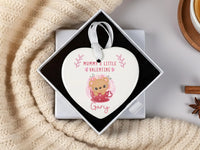 Mummy Little Valentine Ornament - Bear Heart Keepsake with Child Name