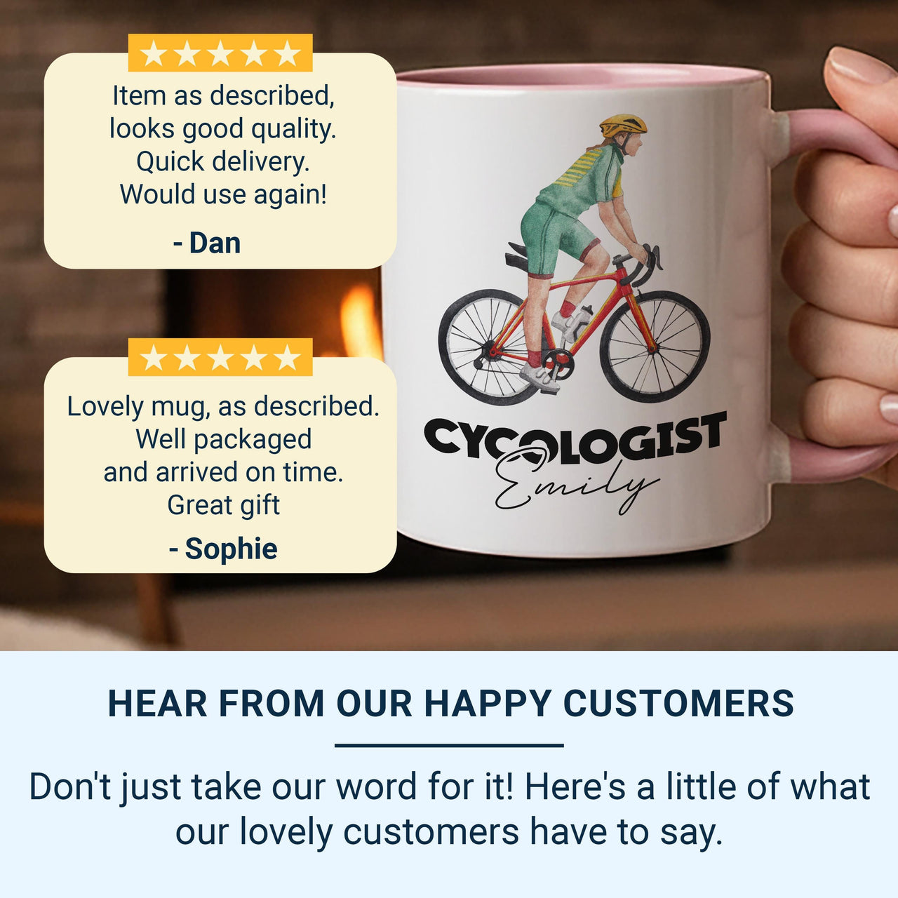 Cycologist Personalised Mug – Funny Cycling Gift – Custom Name Bike Design for Cyclists, Commuters and Weekend Riders