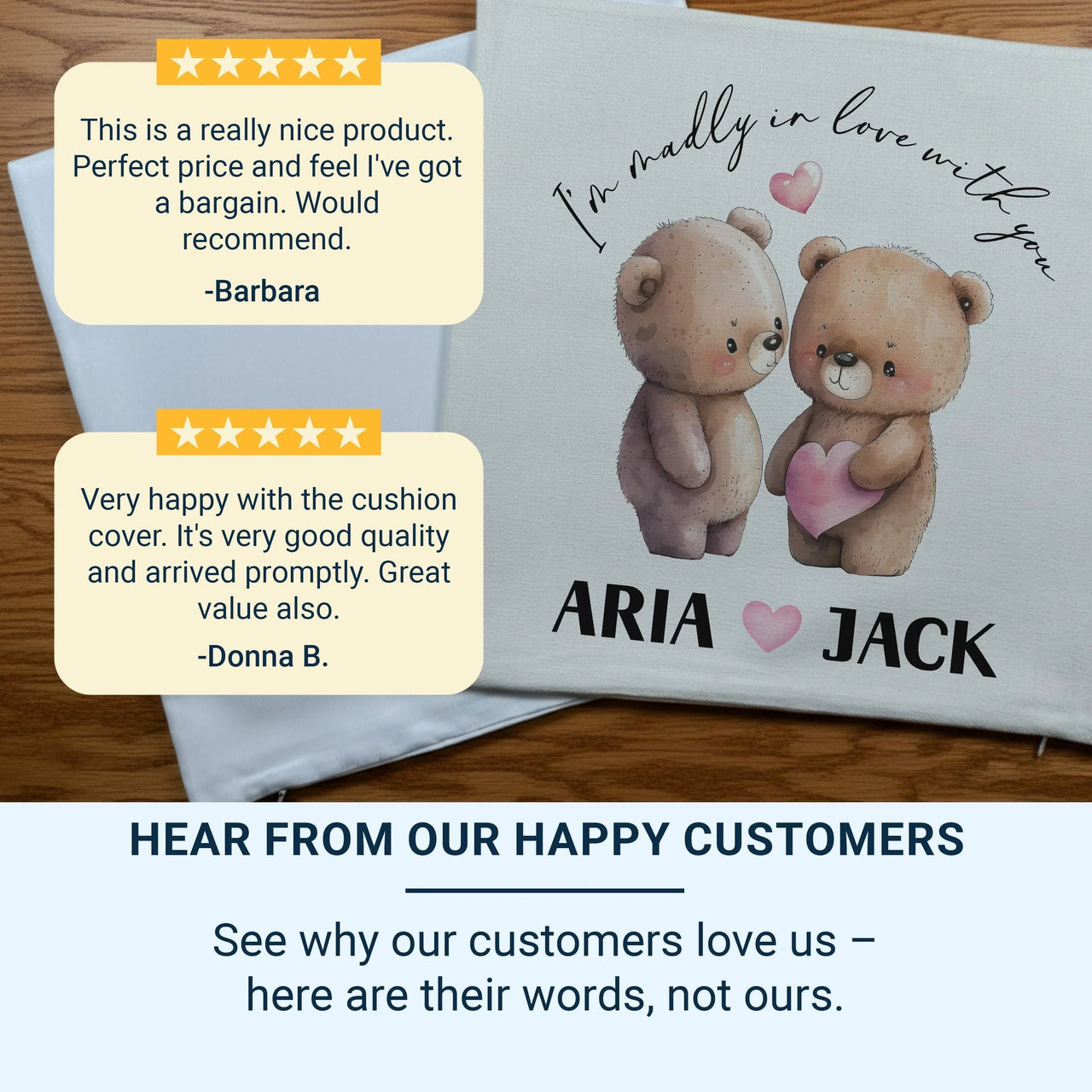 Personalised Teddy Bear Cushion – Romantic Keepsake With Plush Pillow Insert & Linen Cover