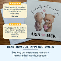Personalised Teddy Bear Cushion – Romantic Keepsake With Plush Pillow Insert & Linen Cover