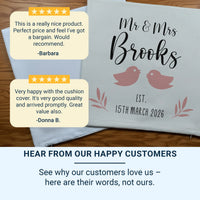 Personalised Mr Mrs Cushion – Romantic Wedding Cushion With Love Birds Pillow DENMARY