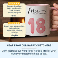 18th Birthday Balloon Mug – Personalised Name with Pink “18” – Coming_of_Age Party Morning and Keepsake Gift