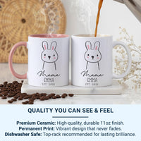 New Mama Mug – Personalised Name and EST. 2026 with Cute Bunny – First Mother’s Day, Baby Shower and Hospital Bag Gift