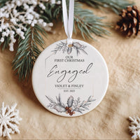 Our First Christmas Engaged Ornament, Engagement Christmas Bauble, Hanging Ceramic Keepsake, 1st Christmas Plaque, Future Mr and Mrs Gift