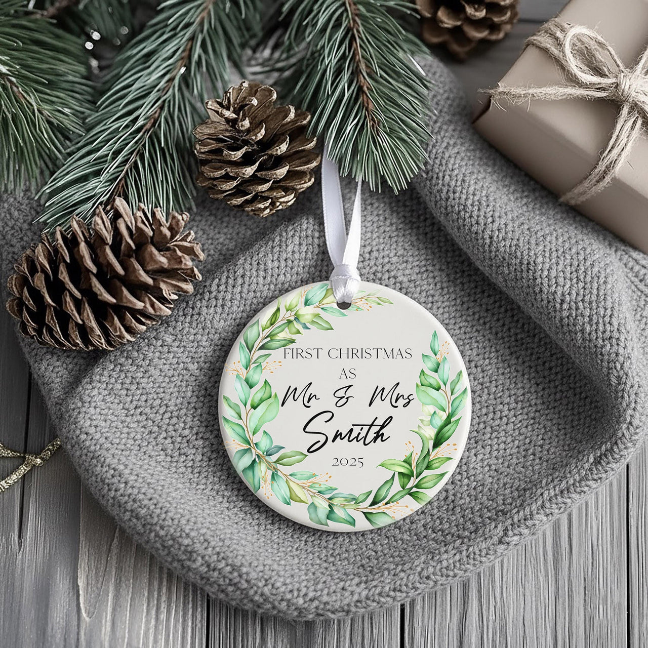 Retirement Floral Ornament - Elegant Wreath Keepsake with Name & Message