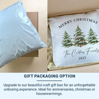 Personalised Merry Christmas Family Cushion, Christmas Trees Pillowcase, Best Present for Parents or Friends, Winter Season Xmas Home Decor