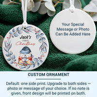 Bear Baby Ornament - First Christmas Keepsake with Winter Wreath & Name for Newborns