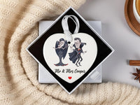 Vampire Couple Heart Ornament - Playful Mr & Mrs Keepsake with Names for Fun Love