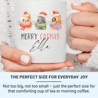 Personalised Cat Mug – Ceramic Coffee Mug with Festive Cats | Cat Owner Gift