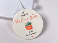 Cactus Mother Day Ornament - Playful Keepsake with Hearts & Names for Mum