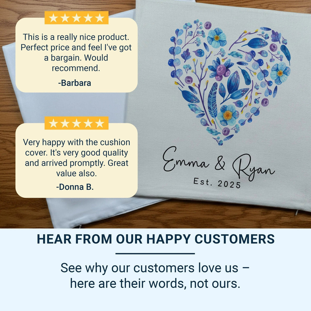 Personalised Floral Heart Cushion - Romantic Wedding Keepsake with Names & Year