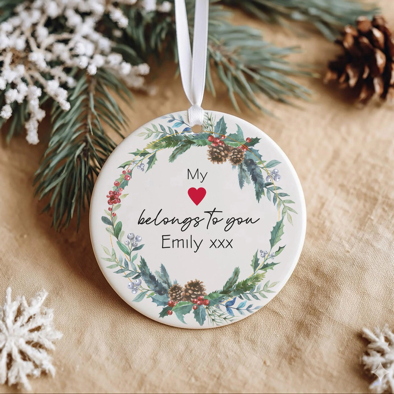 Floral Heart Ornament - Romantic Keepsake with Custom Love Message for Anniversaries & Valentine's