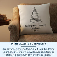 Personalised Family Christmas Cushion - Minimal Tree Design with Name & Year