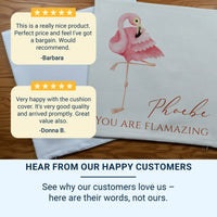 Personalised Flamingo Cushion - Fun Phrase with Name