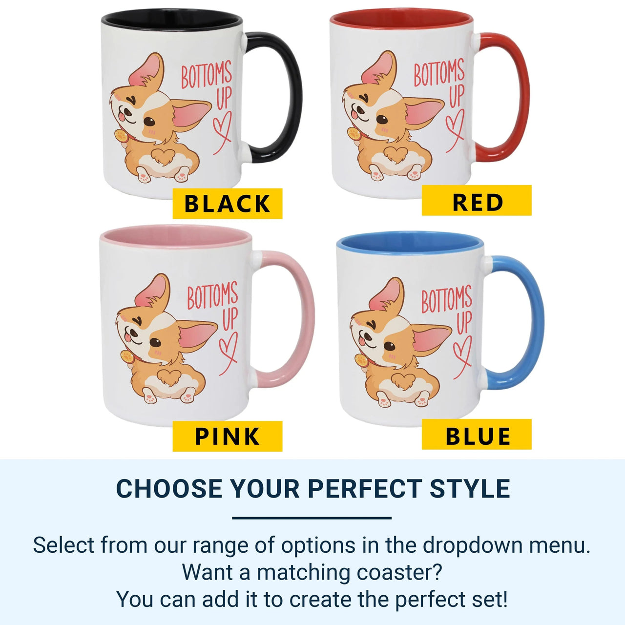 Corgi Mug – Funny Dog Lover Gift With Heart Butt Pup Illustration – Ceramic Coffee Cup