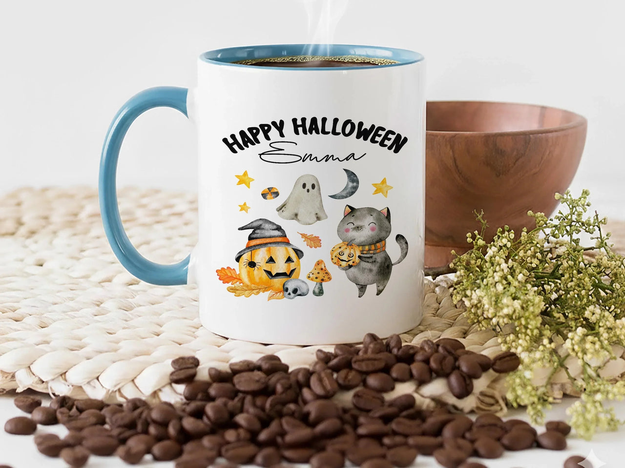 Personalised Halloween Mug – Cute Spooky Icons | Kids Halloween Gift Cup