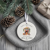 Personalised 2025 New Home Ceramic Ornament with Road Name - First Christmas Decoration, Home Owner Gift, Festive Fireplace Stocking Design