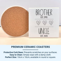 Brother to Uncle Mug - EST. Dates Personalised with Heart Icons - New Uncle and Pregnancy Reveal Gift