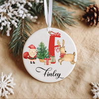 Santa Reindeer Ornament - Festive Sleigh Keepsake with Name for Kids
