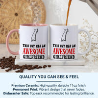 This Guy Has an Awesome Girlfriend Mug – Bold Arrow Graphic – Funny Couples and Valentine Gift for Boyfriend