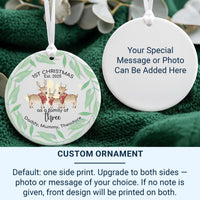 First Christmas as Family of Three Ornament - Personalised Xmas Bauble - Reindeer Family Design - Gift for New Parents