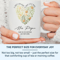 It Takes a Big Heart to Shape Little Minds Mug – Personalised Teacher Surname and Child’s Note – Emotional End of Term Thank_You