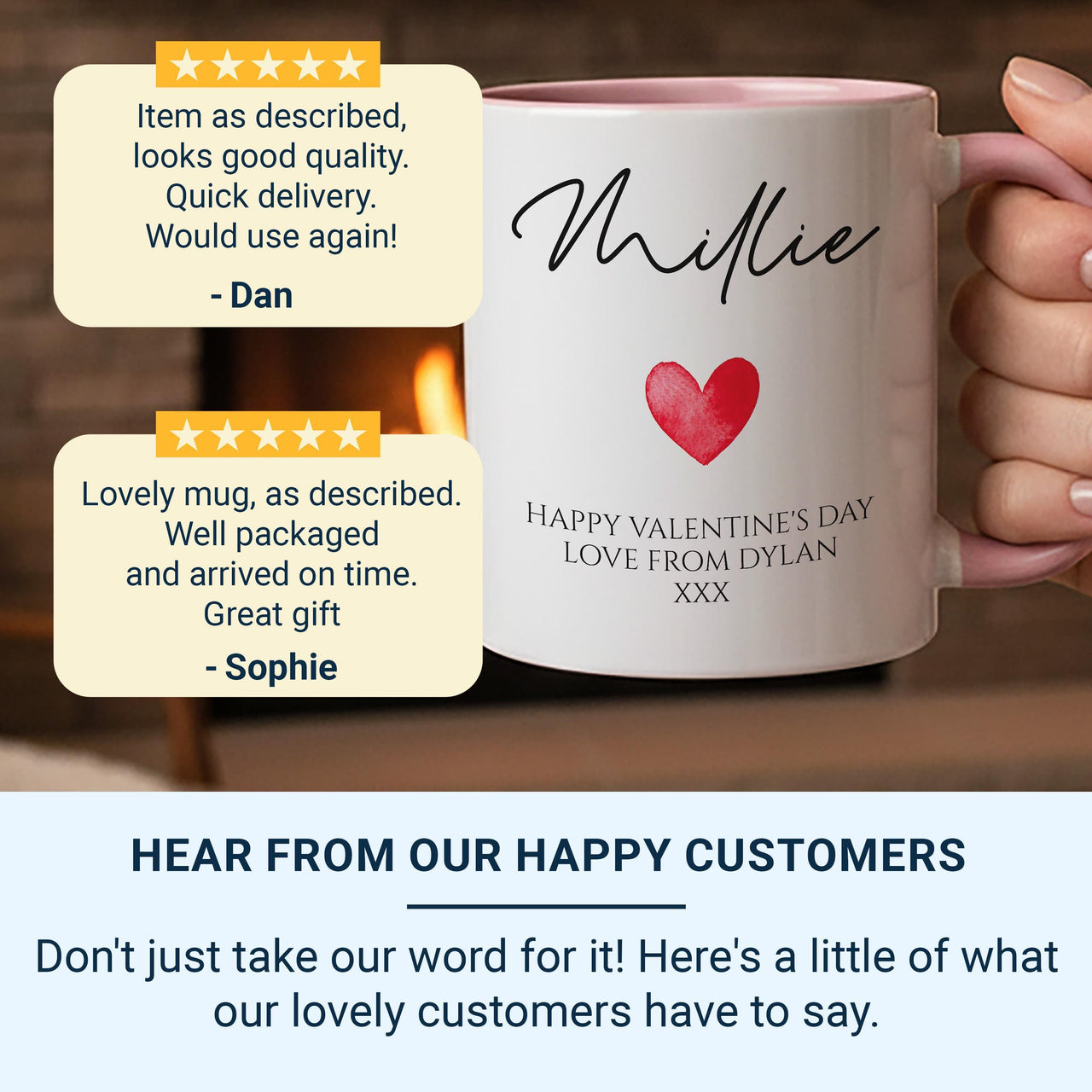 Personalised Valentine’s Mug – Custom Names, Heart Motif and Message – Romantic Gift for Couples and Anniversaries
