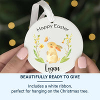 Bunny Easter Ornament 2025 - Flower & Butterfly Keepsake with Name for Kids