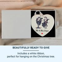 Vampire Couple Heart Ornament - Playful Mr & Mrs Keepsake with Names for Fun Love