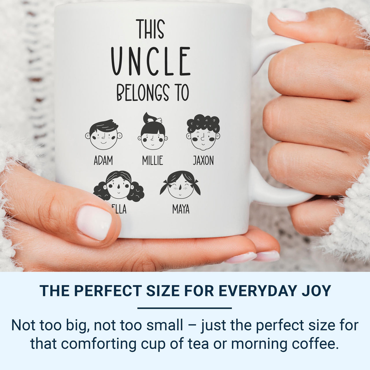 This Uncle Belongs To… Mug – Personalised Kids’ Names and Faces – Niece/Nephew Thank_You, Birthday and Christmas Gift