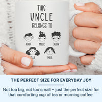 This Uncle Belongs To… Mug – Personalised Kids’ Names and Faces – Niece/Nephew Thank_You, Birthday and Christmas Gift
